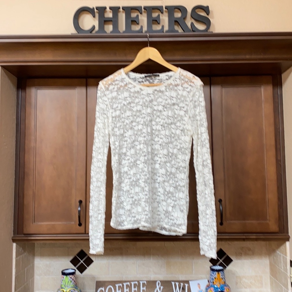 ZARA LONG SLEEVE LACE T-SHIRT